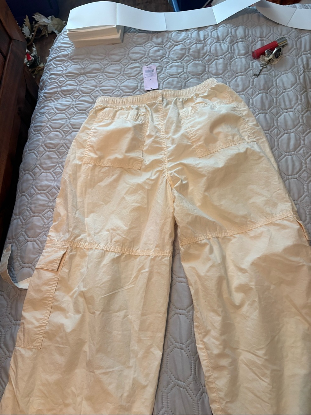 wild fable Cream Wide-Leg Cargo Jumpsuit Pants
